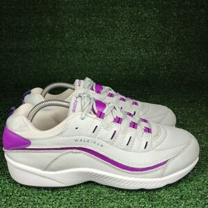 Easy Spirit Walking Shoes Womens 10 White Purple Romy Sneakers SEROMY25 Leather
